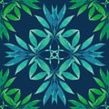 Seamless pattern. Watercolor stems with leaves