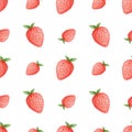 Seamless pattern of watercolor strawberries. Summer minimal design for paper, textile or background Royalty Free Stock Photo