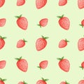 Seamless pattern of watercolor strawberries. Summer minimal design for paper, textile or background Royalty Free Stock Photo