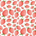 Seamless pattern of watercolor strawberries. Summer minimal design for paper, textile or background Royalty Free Stock Photo