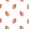 Seamless pattern of watercolor strawberries. Summer minimal design for paper, textile or background Royalty Free Stock Photo