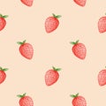 Seamless pattern of watercolor strawberries. Summer minimal design for paper, textile or background Royalty Free Stock Photo