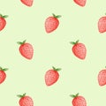 Seamless pattern of watercolor strawberries. Summer minimal design for paper, textile or background Royalty Free Stock Photo