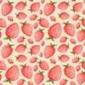 Seamless pattern of watercolor strawberries. Summer minimal design for paper, textile or background Royalty Free Stock Photo