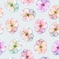 Seamless Pattern With Watercolor Tender Flowers In Pink And Purple Pastel Shades