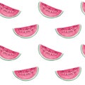 Seamless pattern watercolor watermelon slices Royalty Free Stock Photo