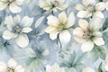 A seamless pattern of watercolor wispy flowers and leaves. Royalty Free Stock Photo