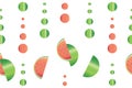 Seamless pattern with watermelon fruit vector and bubbles