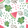 seamless pattern watermelon leaf green Royalty Free Stock Photo