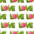 Seamless pattern watermelon love. Vector summer background Royalty Free Stock Photo