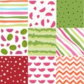 Seamless pattern with watermelon set, scrapbooking, summer digital paper watermelon set