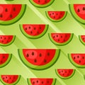 Seamless pattern with watermelon slices in flat style. Background made without clipping mask. Easy to use for backdrop Royalty Free Stock Photo