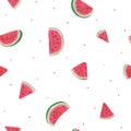 Seamless pattern with watermelon slices on white background. Vector illustration Royalty Free Stock Photo