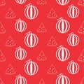 Seamless pattern with watermelon. White flat icon fruit slice on color background. Linear icon fruit set. Modern design for print