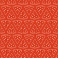 Seamless pattern with watermelon. White flat icon fruit slice on color background. Linear icon fruit set. Modern design for print