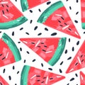 Seamless pattern with watermelons. Hand drawn watermelon slices and seeds endless wallpaper. Cute fruit backdrop.Food design for Royalty Free Stock Photo