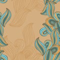 Seamless pattern wave background beige and blue. vector Royalty Free Stock Photo