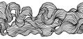 Seamless pattern with wave line curls. Monochrome stripes black and white texture. Wavy abstract hair.