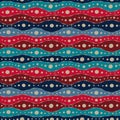 Seamless pattern with waves and dots