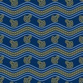 Seamless pattern with waving chains. Ongoing backgrounds of marine theme.