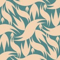 Seamless pattern wavy leaf shaped