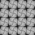 Seamless pattern with Wavy lines. Monochrome geometric texture. Abstract background. Grid with striped squares. Dudling art for Royalty Free Stock Photo