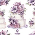 seamless pattern with wedding cake and flowers. print for wedding, elegant illustration Royalty Free Stock Photo
