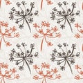 Seamless pattern with wet dandelion or milfoil flowers.