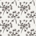 Seamless pattern with wet dandelion or milfoil flowers.