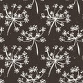 Seamless pattern with wet dandelion or milfoil flowers.