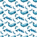 Seamless pattern of whales