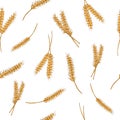 seamless pattern wheat ears on white background Royalty Free Stock Photo