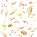 Seamless pattern with wheat foodstuff