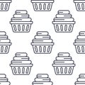 Seamless pattern on white background with basket for dirty clothing