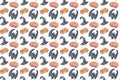 Seamless pattern happy halloween party elements set with hat, bat, pumpkin. Hand drawing watercolor isolated clip art graphic Royalty Free Stock Photo