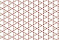 Seamless pattern. White background, shaped triangles with circles in black, cream, brown, light and dark red colors Royalty Free Stock Photo