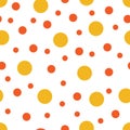 Seamless pattern. White background with yellow circles . Vector illustration. Royalty Free Stock Photo
