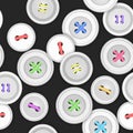 Seamless pattern of White buttons for cloth. Suitable for packaging fabric or napkins, endless pattern on white background, vector Royalty Free Stock Photo
