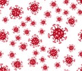 Seamless pattern on white. Cartoon concept coronavirus COVID-19 nCov 2019 virus vector illustration