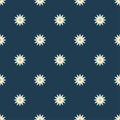Seamless pattern with white chamomile, daisies on a dark blue background. Summer, minimalistic pattern with flowers Royalty Free Stock Photo