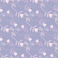 Seamless pattern with white color tulip silhouettes. Soft blue background. Pastel palette stylized artwork Royalty Free Stock Photo