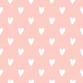 Seamless pattern white doodle hearts on pastel pink background. Elegant print for fabric textile gift paper scrapbook wallpaper Royalty Free Stock Photo