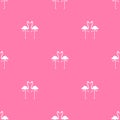 Seamless pattern with white flamingo on pink background. Decorative wallpaper, good for printing and fabric Royalty Free Stock Photo