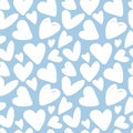 Seamless pattern with white hearts on a blue background Royalty Free Stock Photo