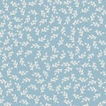 Seamless pattern with white leaves on faded blue