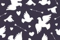 Seamless pattern with white love doves