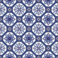 Seamless pattern white Moroccan, Portuguese tiles, Azulejo, ornaments.