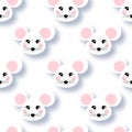 Seamless pattern with white mouse for kids holidays. Cute baby shower vector background. Child style mousy. Christmas or New year Royalty Free Stock Photo