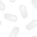 Seamless pattern of white oval pills. Vector illustration template