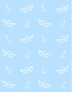 Seamless pattern of white paper boat and anchor Royalty Free Stock Photo